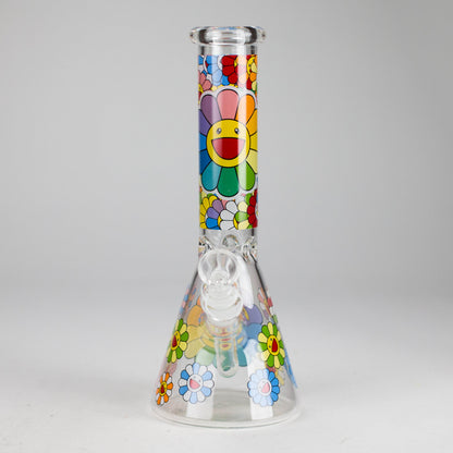 10″ Smile Flower Design Glass Beaker Bong