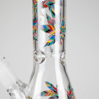 10" Leaves Design Glass Beaker Bong