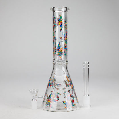 10" Leaves Design Glass Beaker Bong