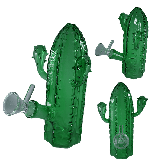 6″ Summer Vibes Cactus Glass Water Pipe – Green