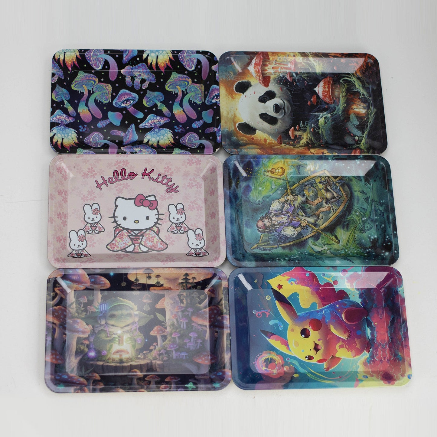Assorted Design Metal Tray Small  Pack of 12