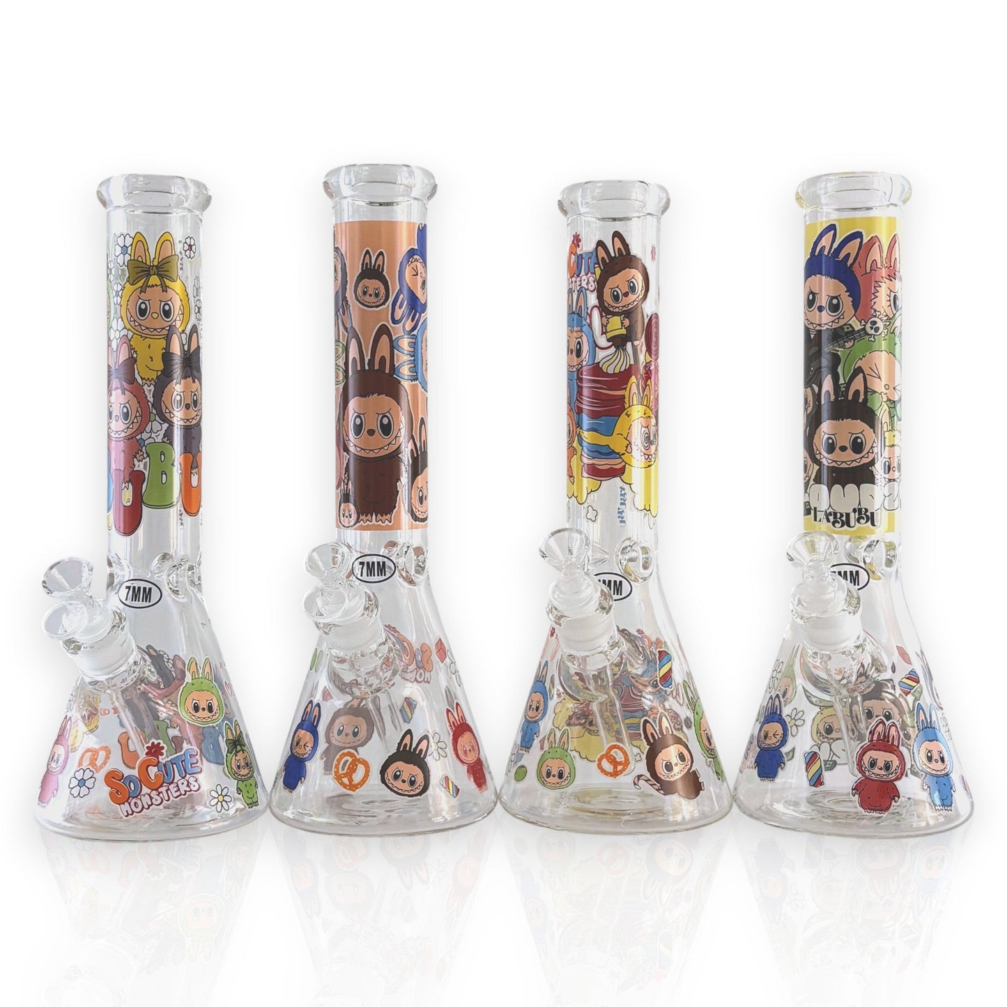 14" 7MM “Cute Monster Crew” Heavy-Duty Beaker Water Pipe