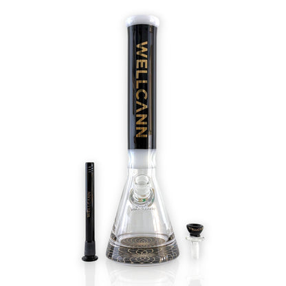 Wellcann | 16" Heavy-Duty 7MM Beaker Water Pipe – Extra Thick Base-Black