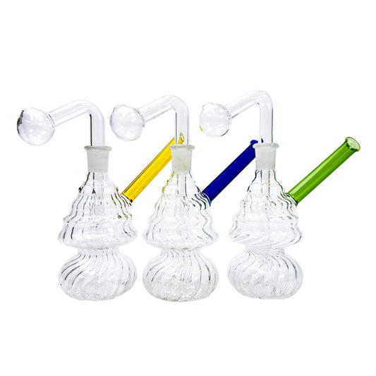 7" Wrinkled Oil Burner Water Bong – Assorted Colors