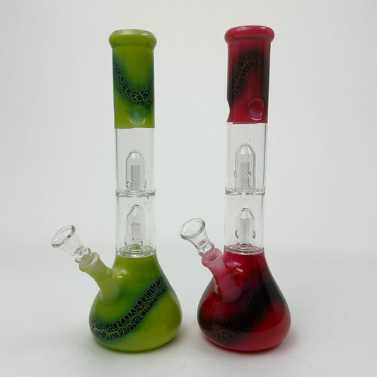 12" Dual Percolator Glass Bong – Assorted Colors