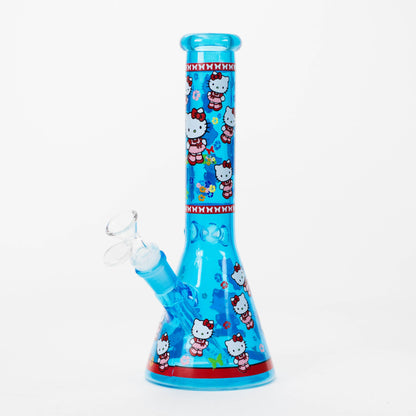 10" Glass Beaker Bong With New Kitty Design