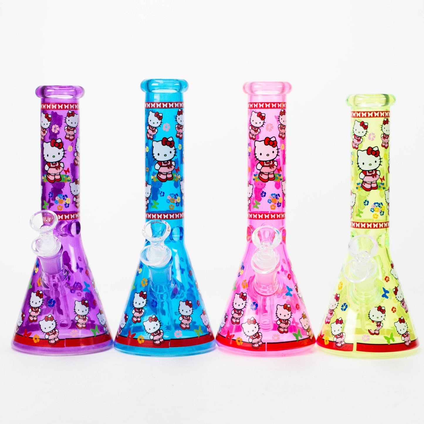 10" Glass Beaker Bong With New Kitty Design