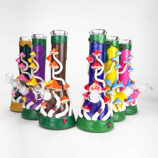 10" 3D Mushroom Design Glass Beaker Bong