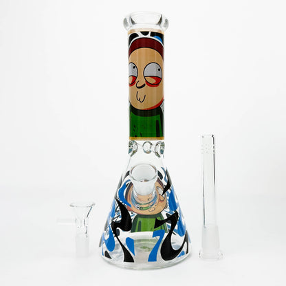 10" Glass Beaker Bong with Cartoon Design [FT09]