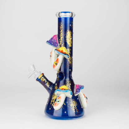 10" 3D Mushroom Spirit Beaker Bong – Glow in the Dark Glass Water Pipe