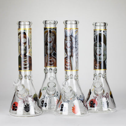 14" 7mm RM Skull Glass Bong – Heavy Duty Beaker Water Pipe [FTLL08]