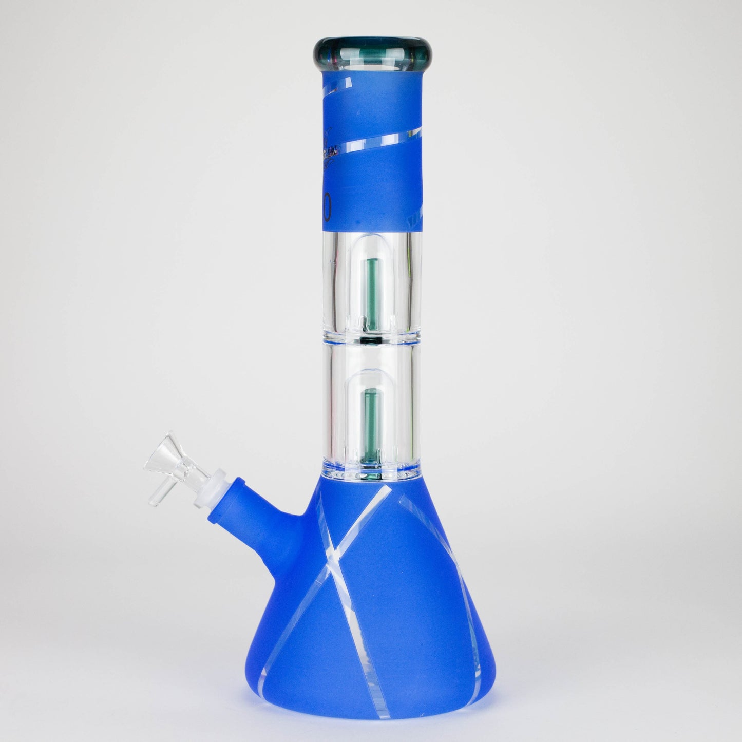 14" 7mm 420 Double Perc Fancy Glass Water Bong [FT1157AST]