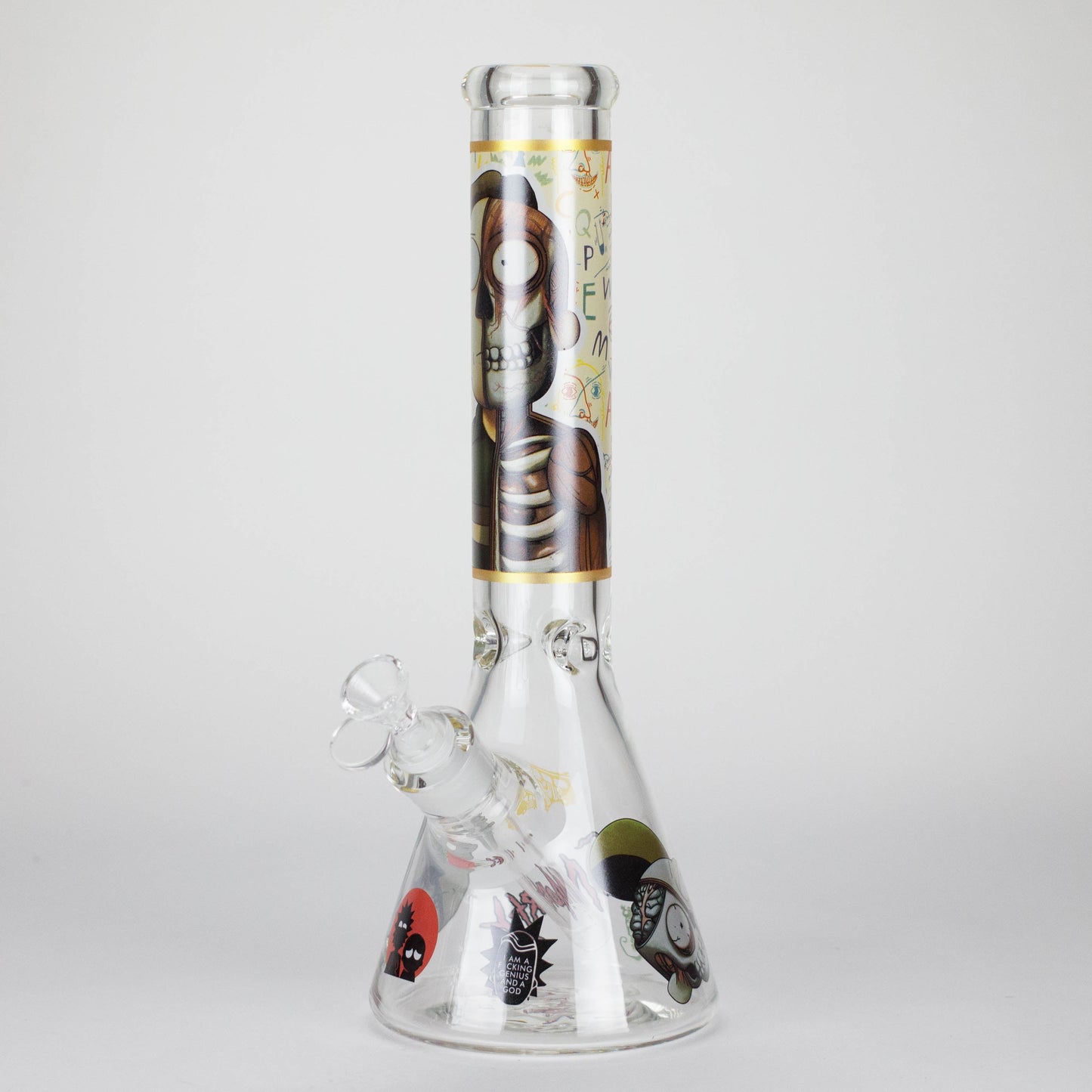14" 7mm RM Skull Glass Bong – Heavy Duty Beaker Water Pipe [FTLL08]