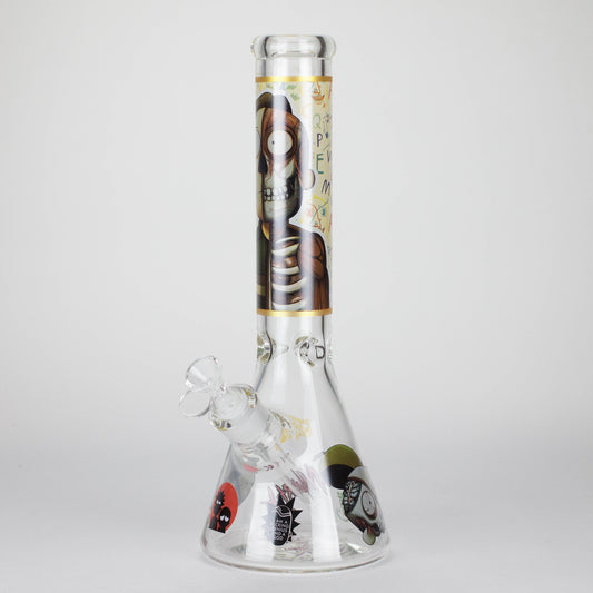 14" 7mm RM Skull Glass Bong – Heavy Duty Beaker Water Pipe [FTLL08]
