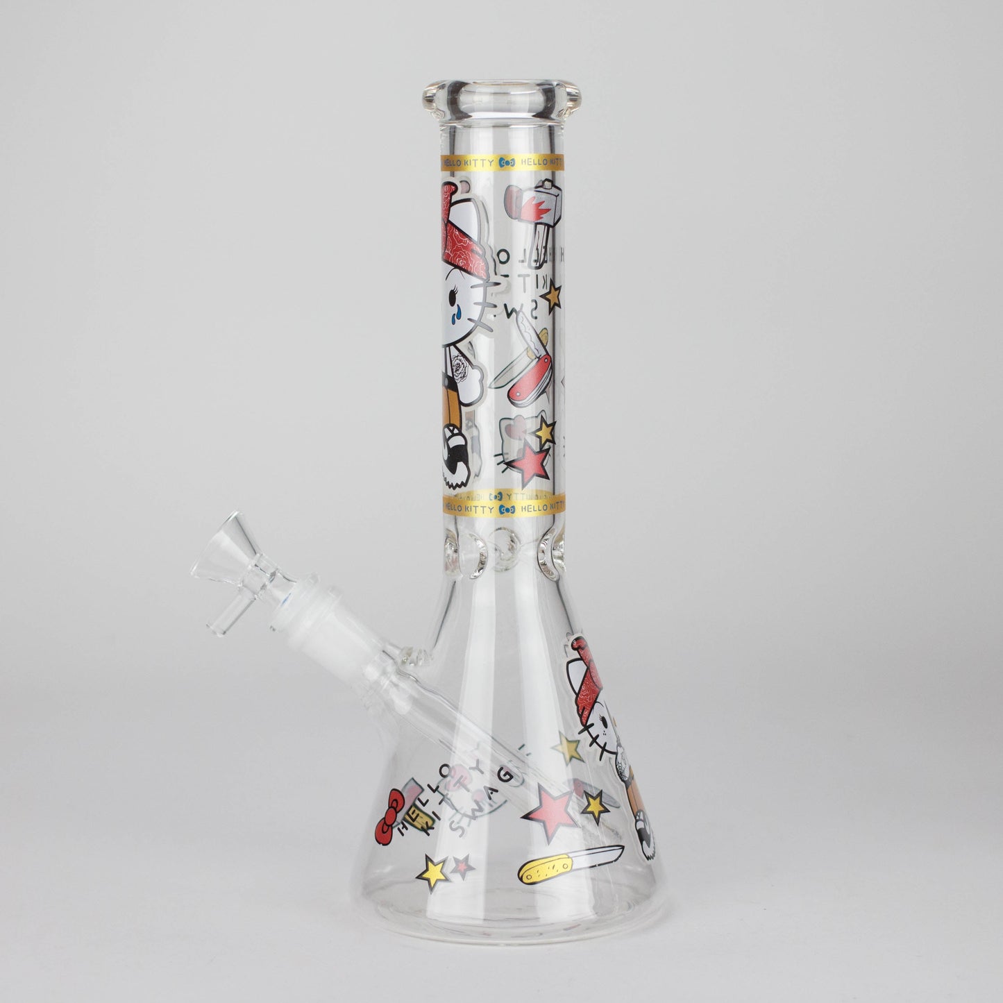 10" Wild Kitty Design Glass Beaker Bong