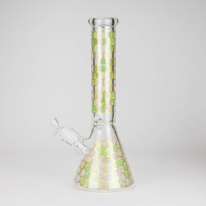 14" Beehive Design 7mm Thick Heavy Duty Glass Beaker Bong
