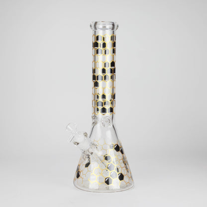 14" Beehive Design 7mm Thick Heavy Duty Glass Beaker Bong