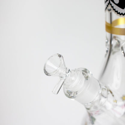 14" Wild Kitty Design 7mm Thick Heavy Duty Glass Beaker Bong - Glow in the Dark