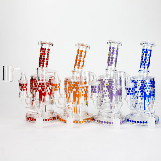 7" 2-in-1 Beehive Design Rig with Perc Banger & Bowl Included
