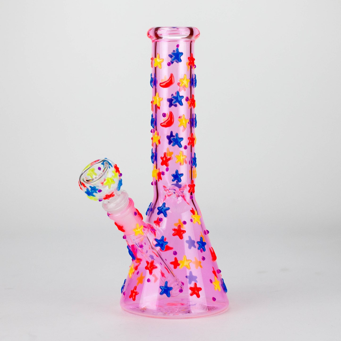 10" 3D Moon Star Design Glass Beaker Bong – Glow in the Dark