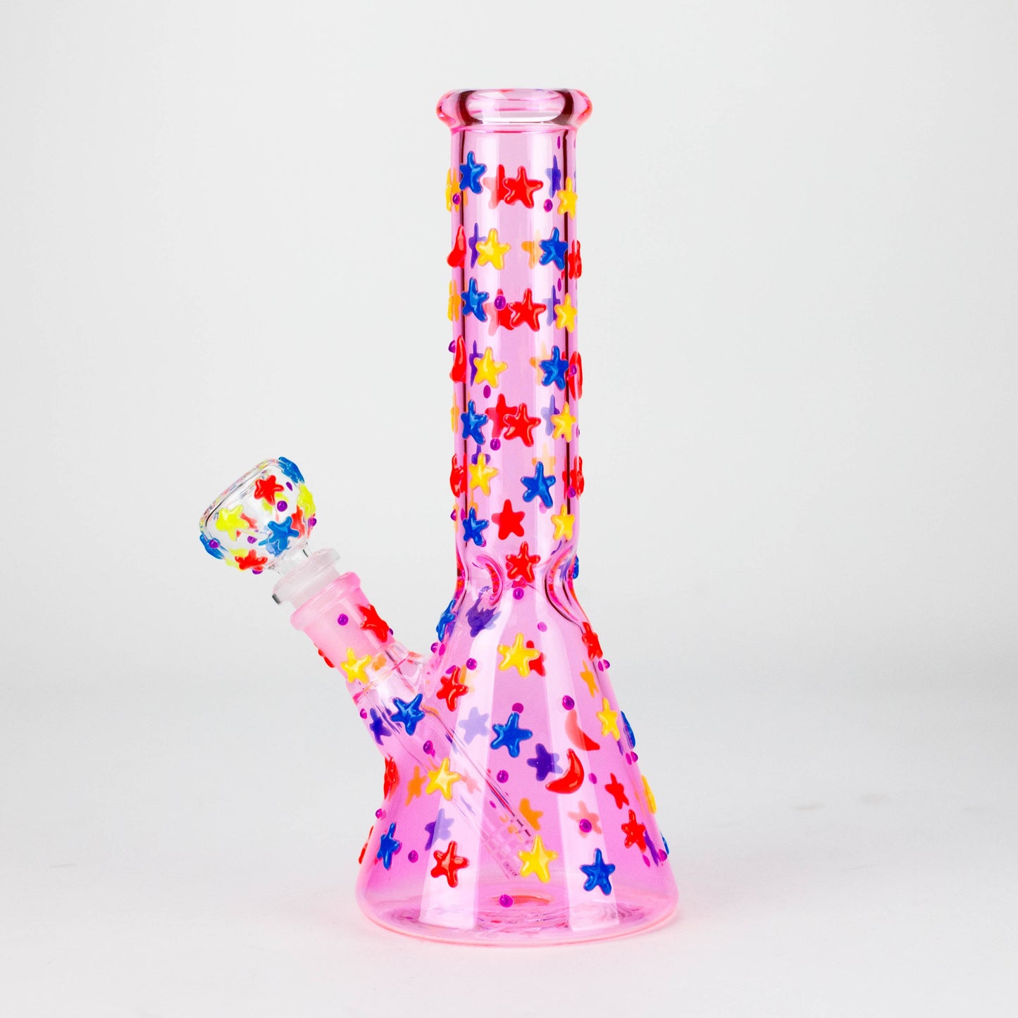 10" 3D Moon Star Design Glass Beaker Bong – Glow in the Dark