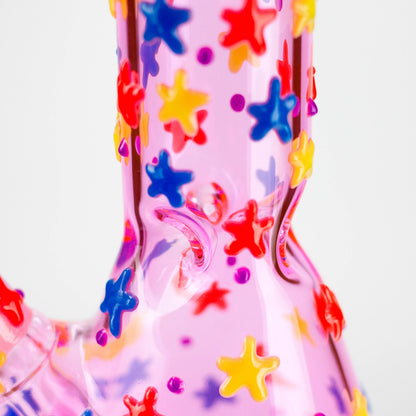 10" 3D Moon Star Design Glass Beaker Bong – Glow in the Dark