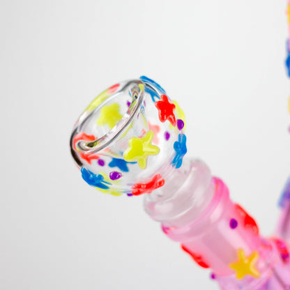 10" 3D Moon Star Design Glass Beaker Bong – Glow in the Dark