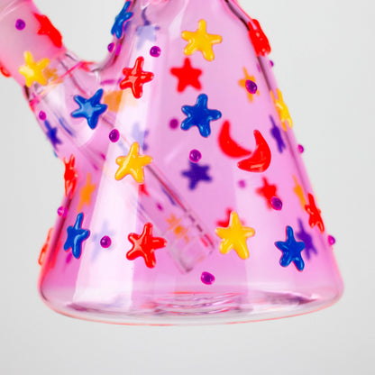 10" 3D Moon Star Design Glass Beaker Bong – Glow in the Dark