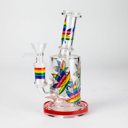 7" 2-in-1 Leaves Design Rig with Perc, Banger & Bowl Included