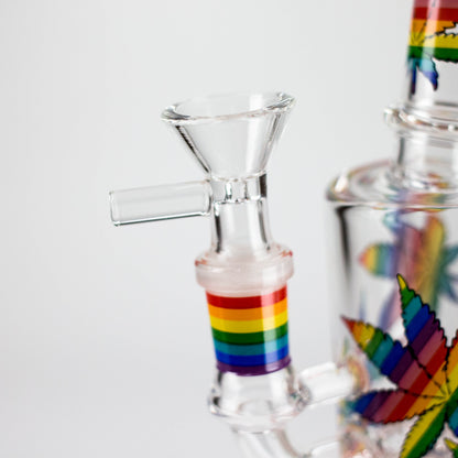 7" 2-in-1 Leaves Design Rig with Perc, Banger & Bowl Included