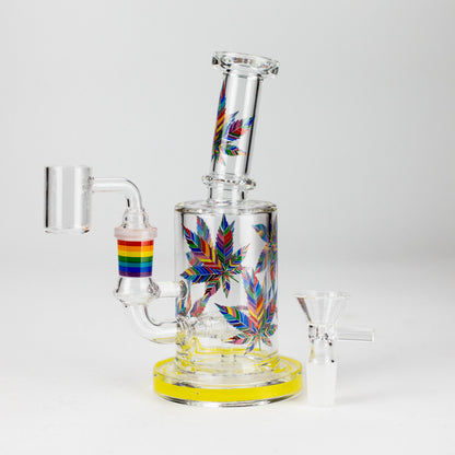 7" 2-in-1 Leaves Design Rig with Perc, Banger & Bowl Included