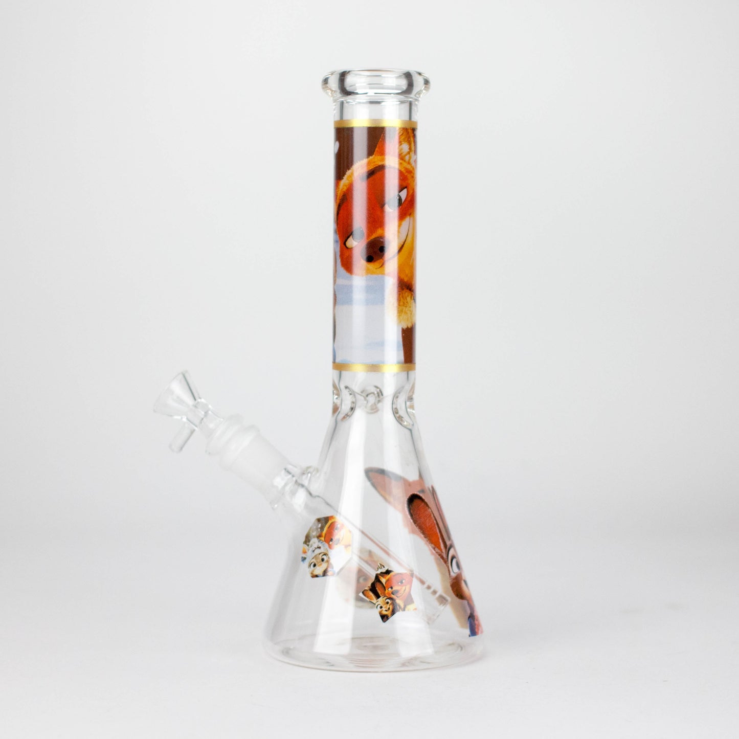10" Fox and Bunny Design Glass Beaker Bong