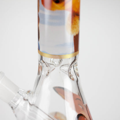 10" Fox and Bunny Design Glass Beaker Bong