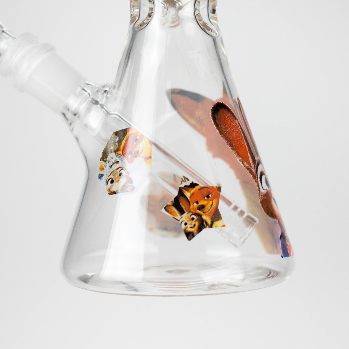 10" Fox and Bunny Design Glass Beaker Bong
