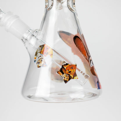 10" Fox and Bunny Design Glass Beaker Bong