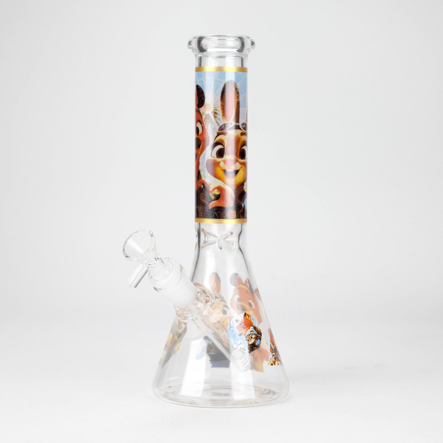 10" Fox and Bunny Design Glass Beaker Bong
