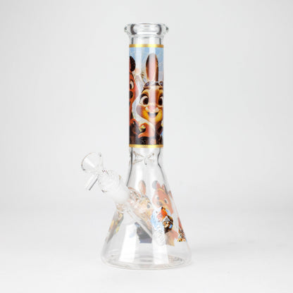 10" Fox and Bunny Design Glass Beaker Bong