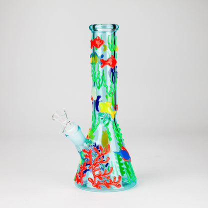 10" 3D Under The Sea Design Glass Beaker Bong-Glow in the dark