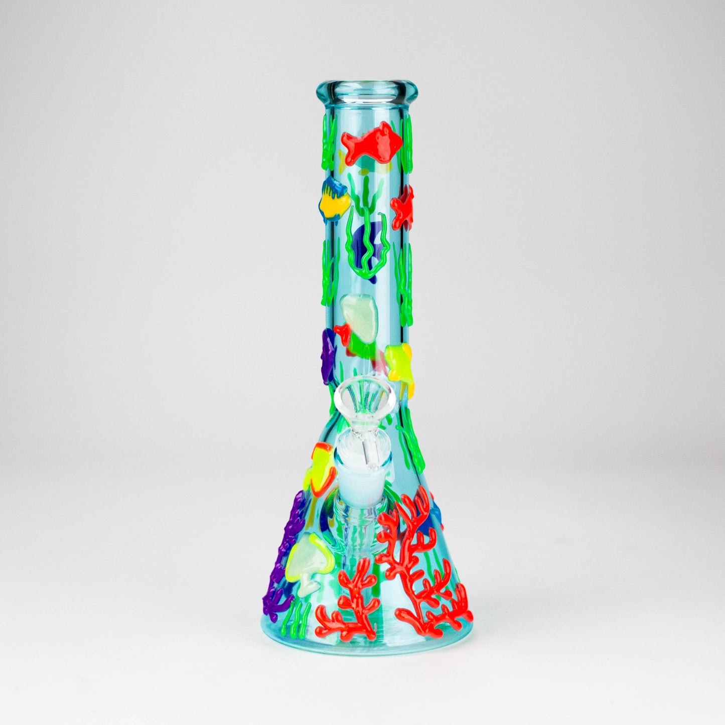 10" 3D Under The Sea Design Glass Beaker Bong-Glow in the dark