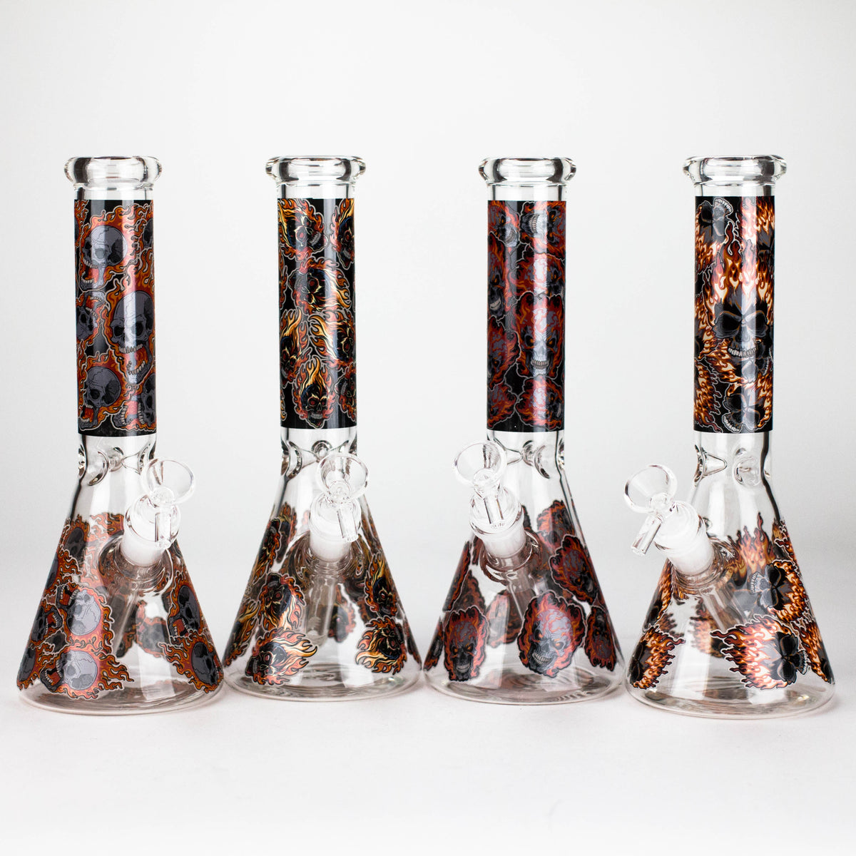 10" Furious Skull  Design Glass Beaker Bong-Glow in the dark