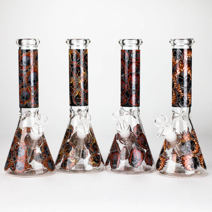 10" Furious Skull  Design Glass Beaker Bong-Glow in the dark