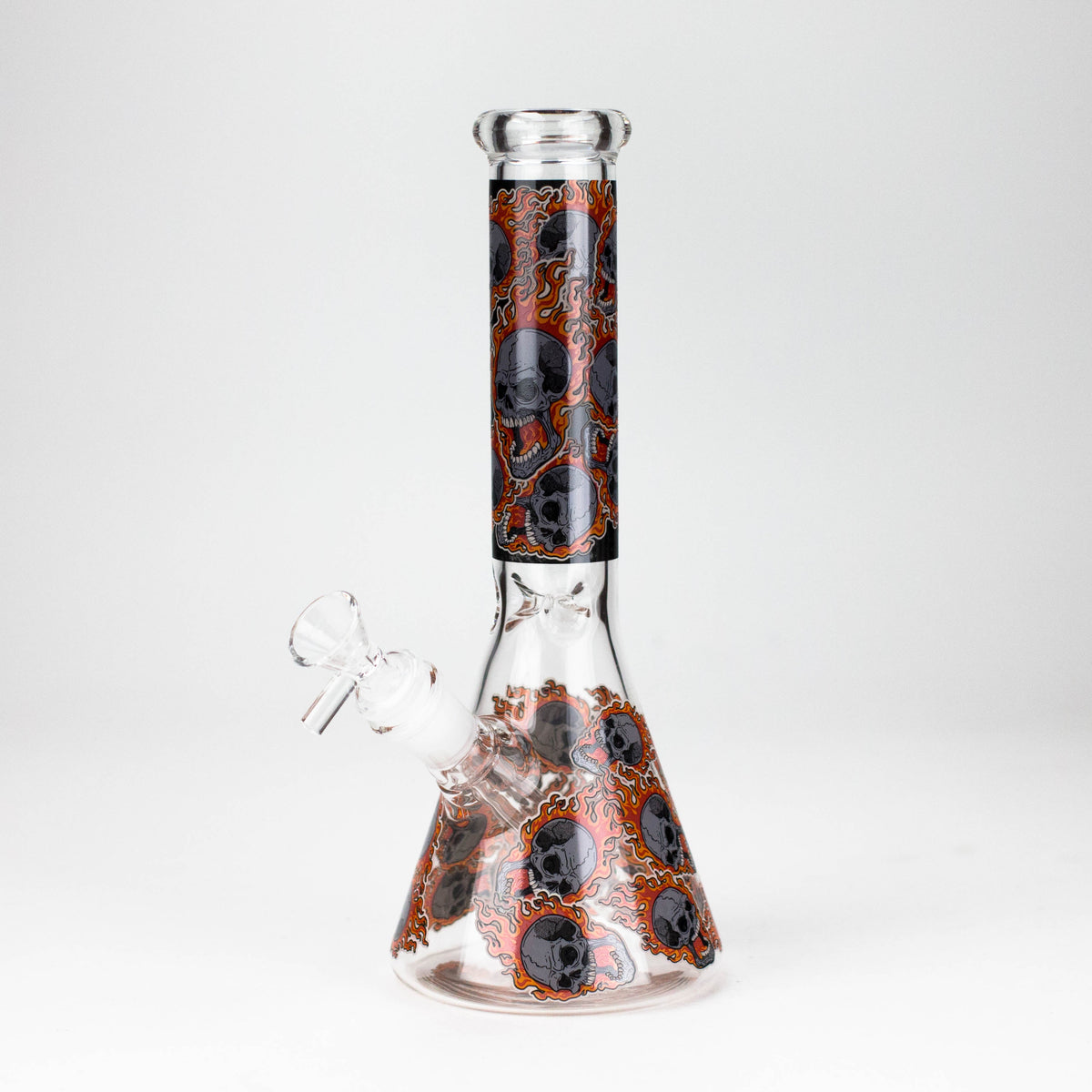 10" Furious Skull  Design Glass Beaker Bong-Glow in the dark