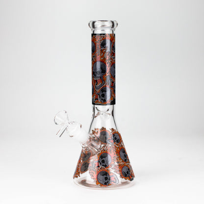 10" Furious Skull  Design Glass Beaker Bong-Glow in the dark