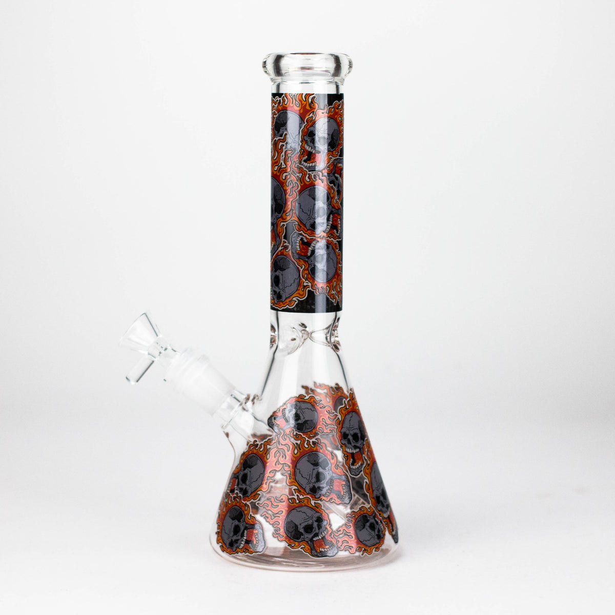 10" Furious Skull  Design Glass Beaker Bong-Glow in the dark