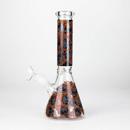 10" Furious Skull  Design Glass Beaker Bong-Glow in the dark