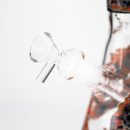 10" Furious Skull  Design Glass Beaker Bong-Glow in the dark