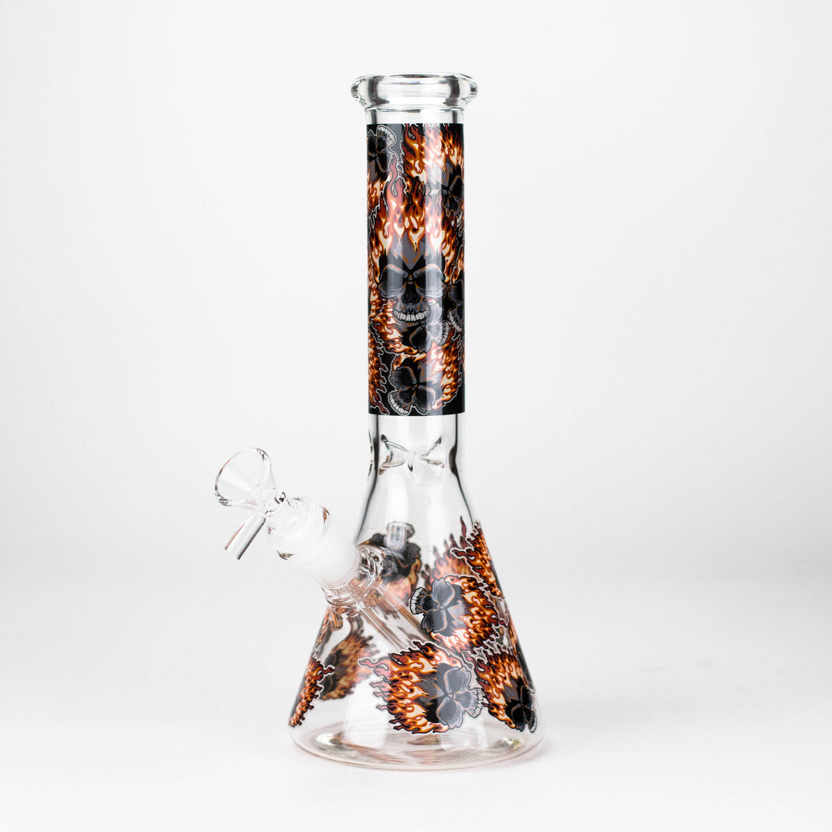 10" Furious Skull  Design Glass Beaker Bong-Glow in the dark