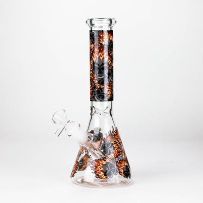 10" Furious Skull  Design Glass Beaker Bong-Glow in the dark