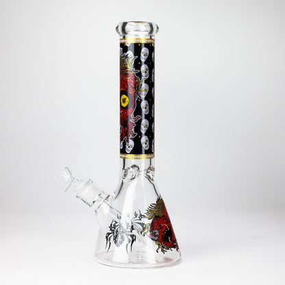 14" Monster Design 7mm Thick Heavy Duty Glass Beaker Bong