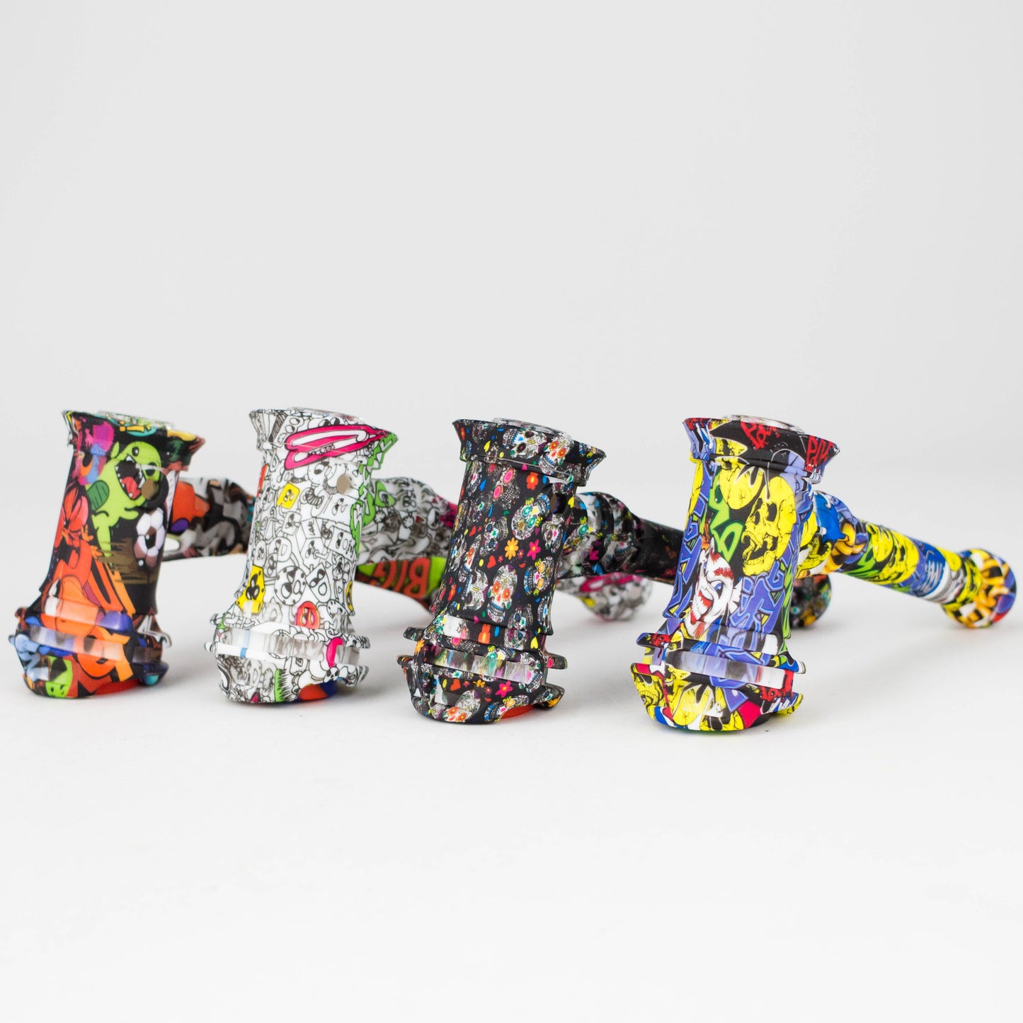 Art Silicone 7" Hammer Bubbler with Glass Bowl, Dabber and Wax Container [PIP121]